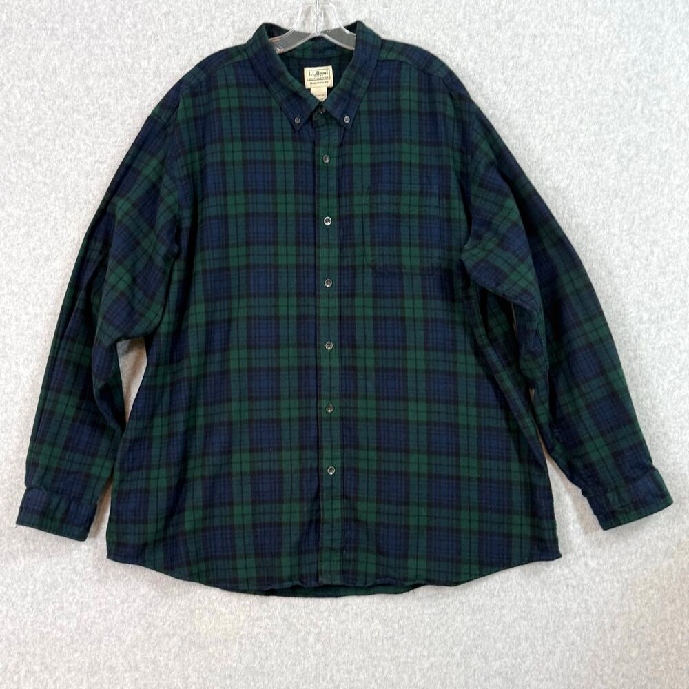 LL Bean Scotch Plaid Flannel Shirt Size XXL Reg Workwear Heritage Timeless Basic